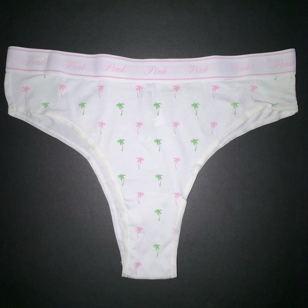 Victoria's Secret Pink Palm Tree Print Cheeky Panties Size Large High Cut NWT